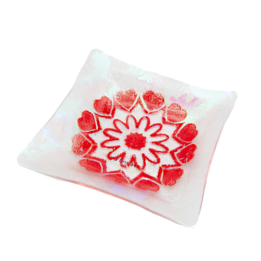 Red Hearts on Dichroic Tray