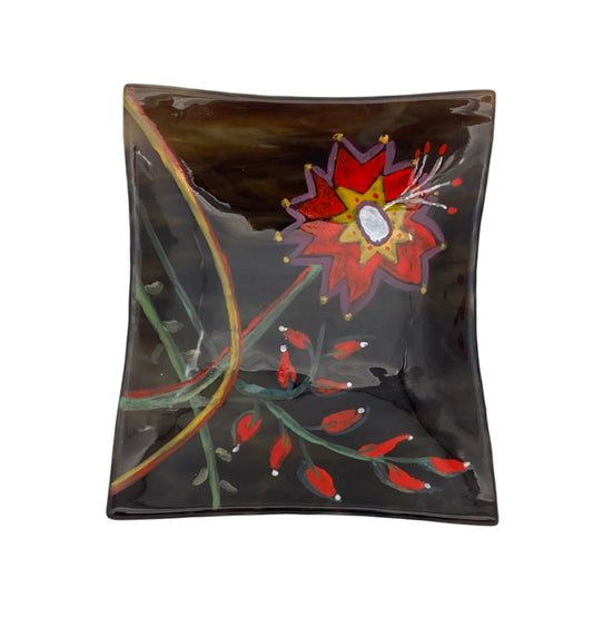 Trinket Dish with Red Flower