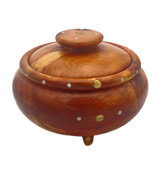 Footed Cedar Box with Brass and Aluminum Inserts