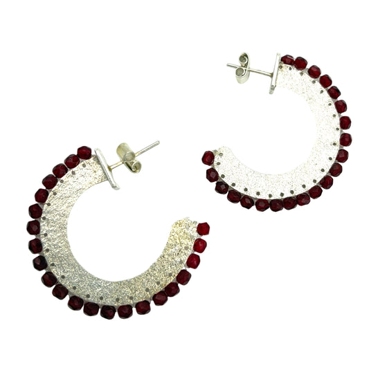 Big Hoop with Czech Red Crystal Earrings