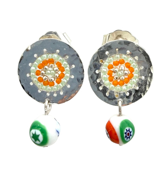 Rounds Studs with Murano Crystal Earrings