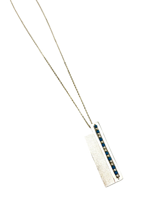 Rectangle Silver Necklace with Turquoise Stones