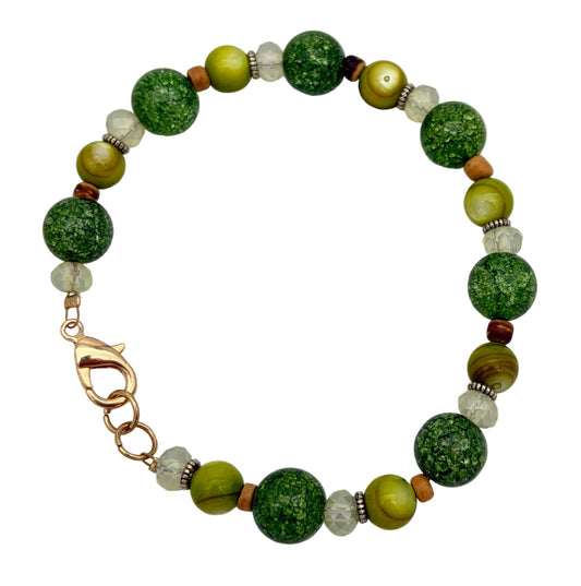 Glittery Green Beaded Bracelet
