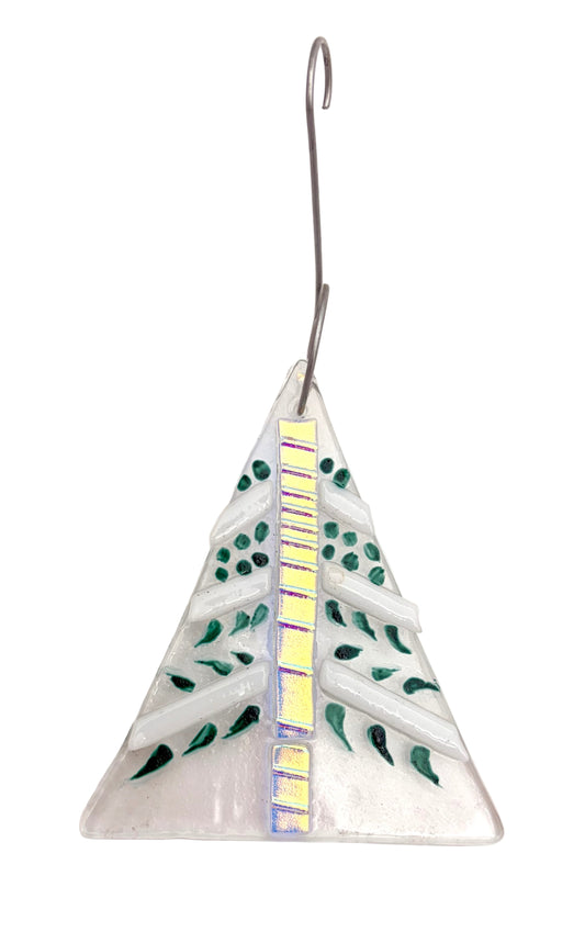 Yellow and Green Glass Tree Ornament