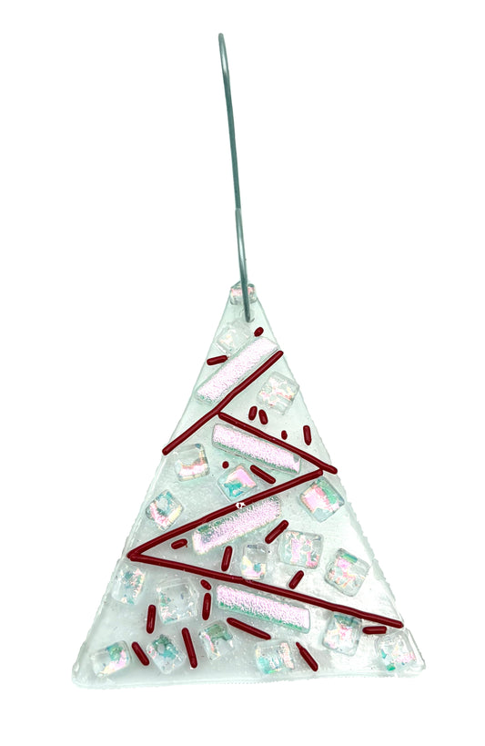 Red and Pink Glass Tree Ornament