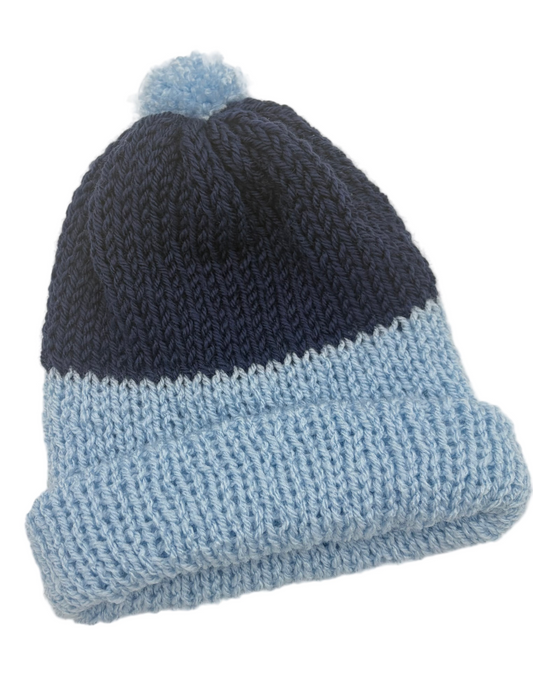Dark & Light Blue Baby Hat