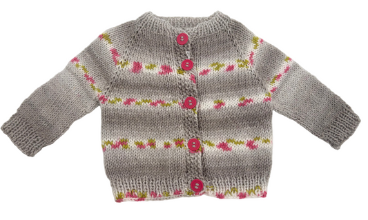 Grey & Pink Baby Cardigan