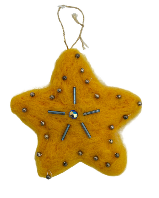 Needle Felted Yellow Star Ornament