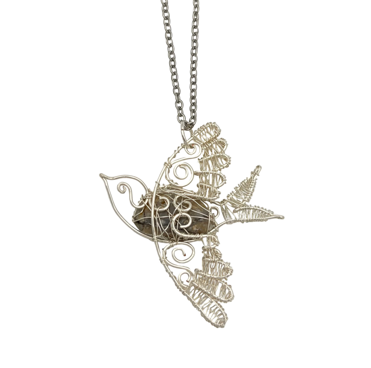 Silver Bird Jasper Necklace