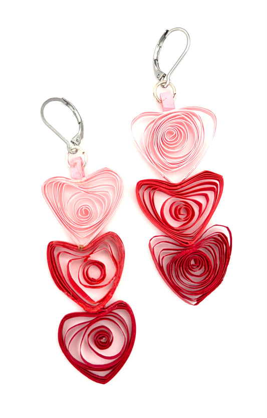 Triple Heart Earrings