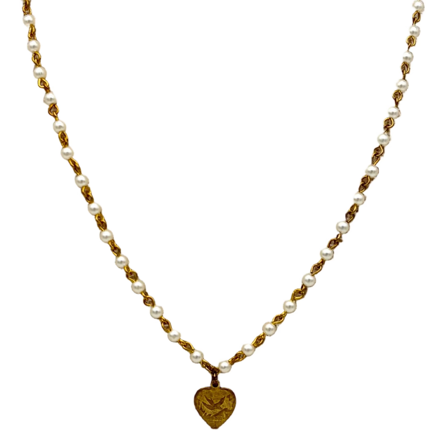 Pearls and Small Heart Necklace