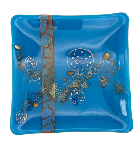 Cobolt, Turquoise and Orange Stripped Tray