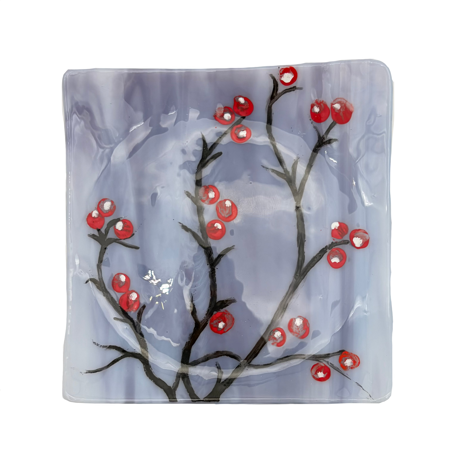 Square Multi-Streaks with Red Berries Tray