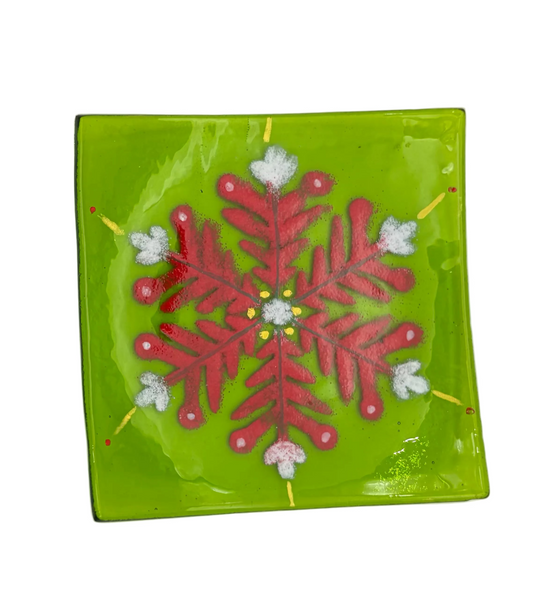 Green Square Red & White Tray