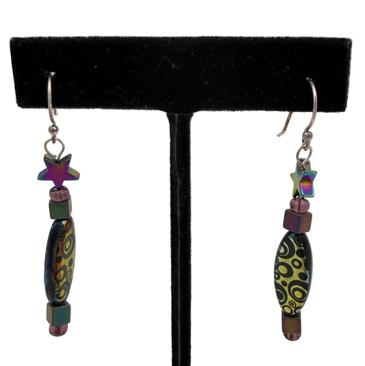 Long Oval Star Earrings