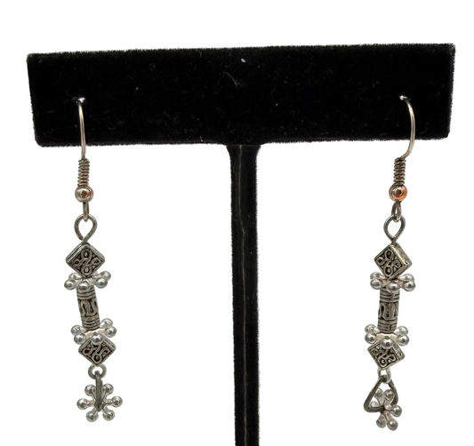 All Silver Drop Earrings