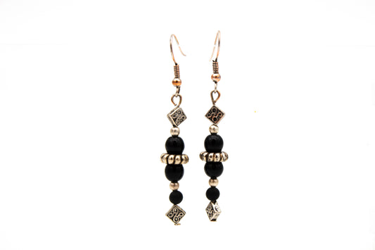 Black Beads and Sterling Earring Beads