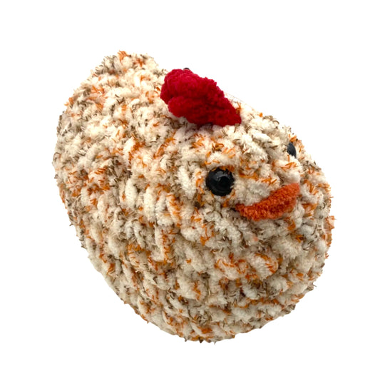 White and Orange Chicken Yarn Plush