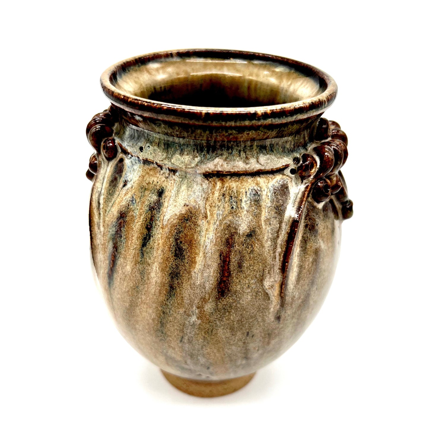 Brown Chubby Vase With Decoration