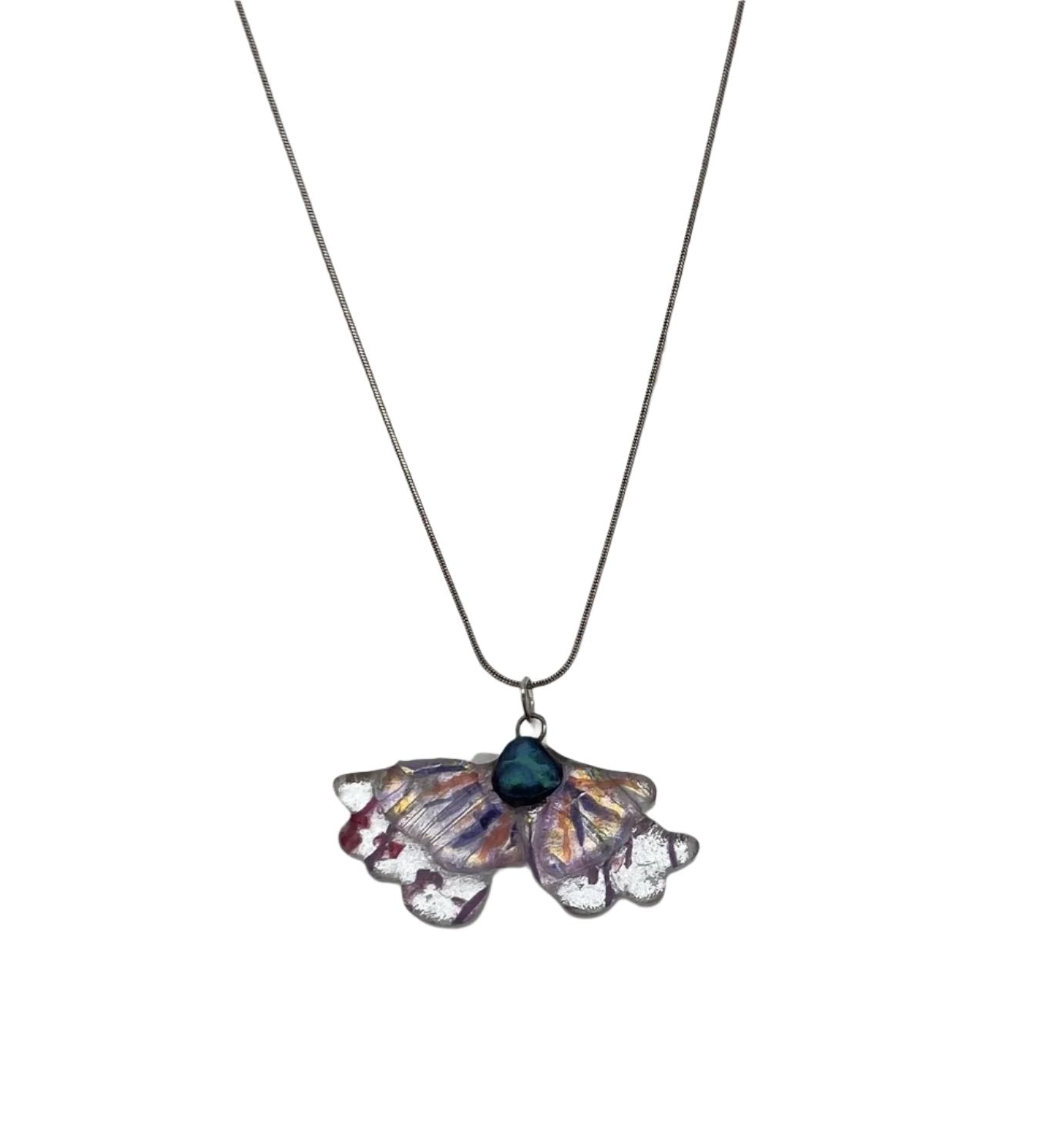 Sterling Silver Dichro Butterfly Necklace