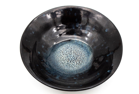 Shiny Black Bowl with Turquoise Splashed Center