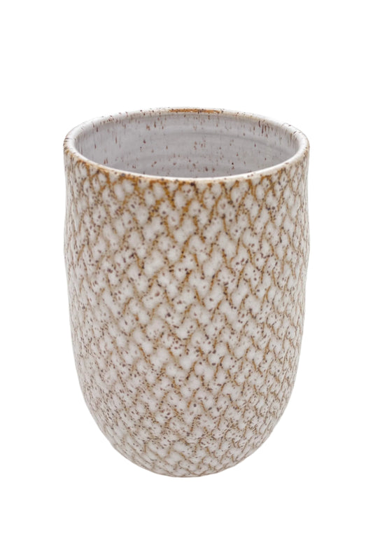 Speckled Clay White Patterned Vase