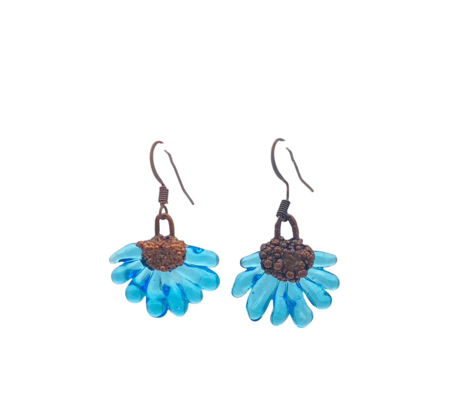 Blue Glass Finger Earrings