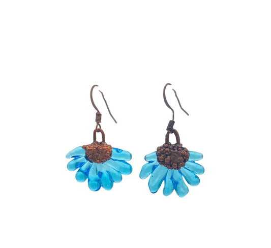 Blue Glass Finger Earrings