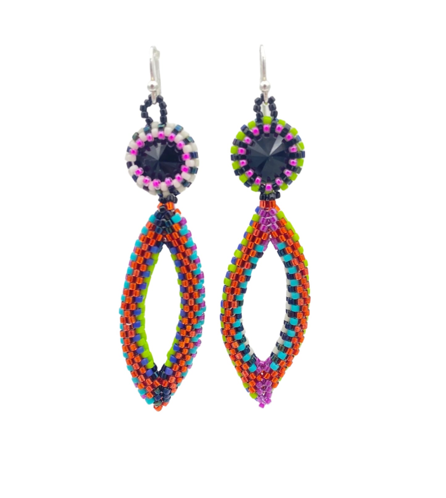 Asymmetrical Oval Beaded Earring