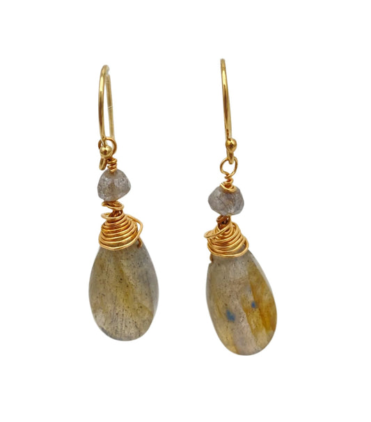 Labradorite with Gold Filling Earrings