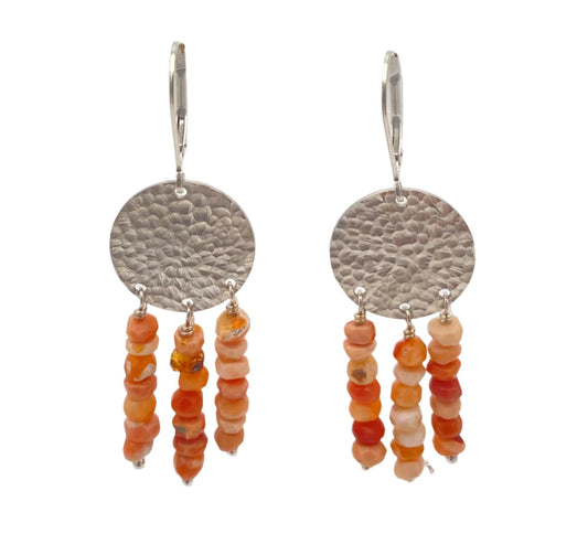 Sterling Silver Textured Disc & Spring Oyster Earring