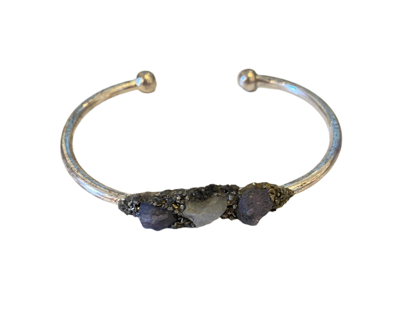 Plated Tanzanite, Moonstone, & Pyrite Bracelet