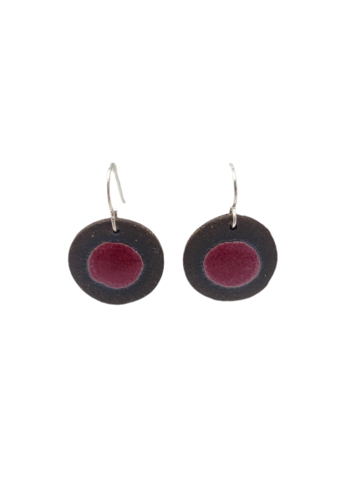 Burgundy Dot Circle Earrings