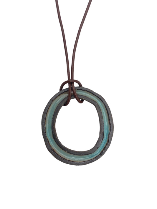 Circle on Leather Necklace