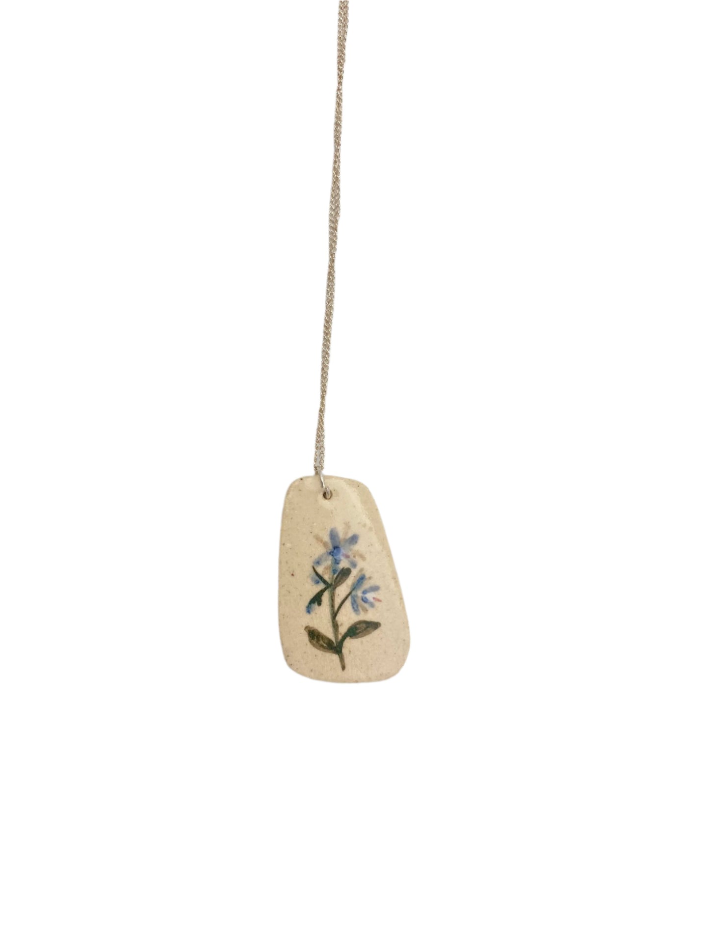 Painted Ceramic Forget-Me-Not Necklace