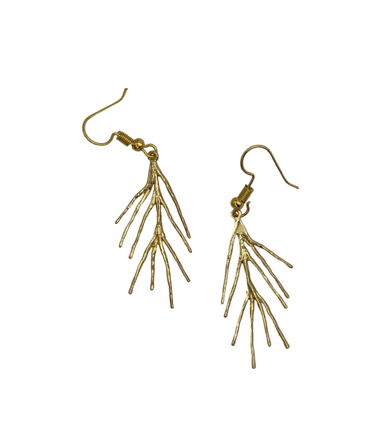 Gold Pine Needle Earrings