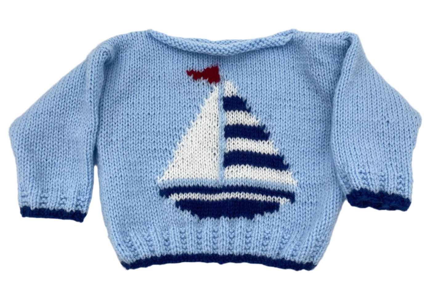 Hand Knitted Sailboat Sweater