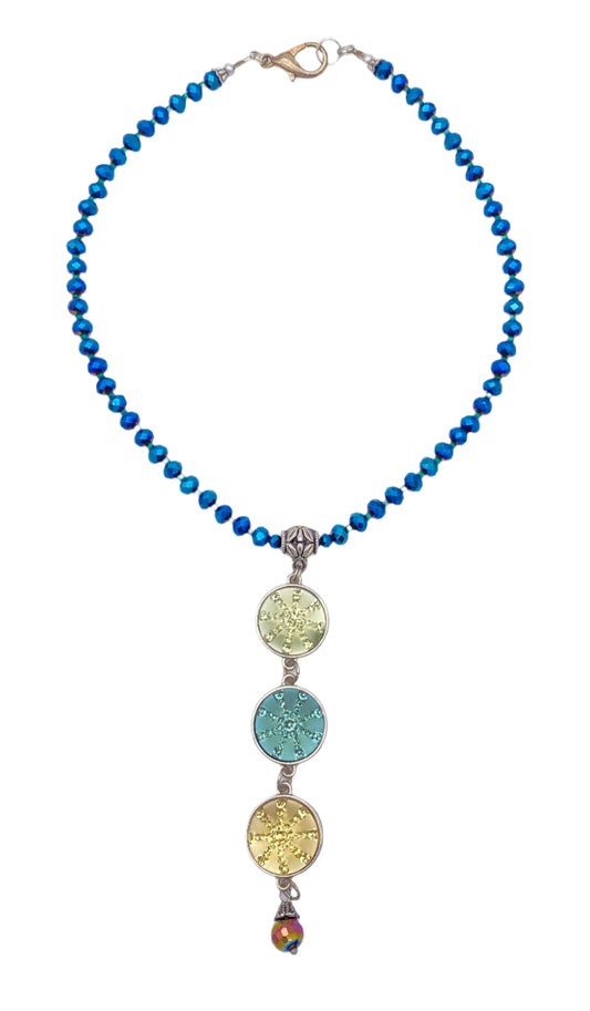 Blue Beads with Dangle Orbs Necklace