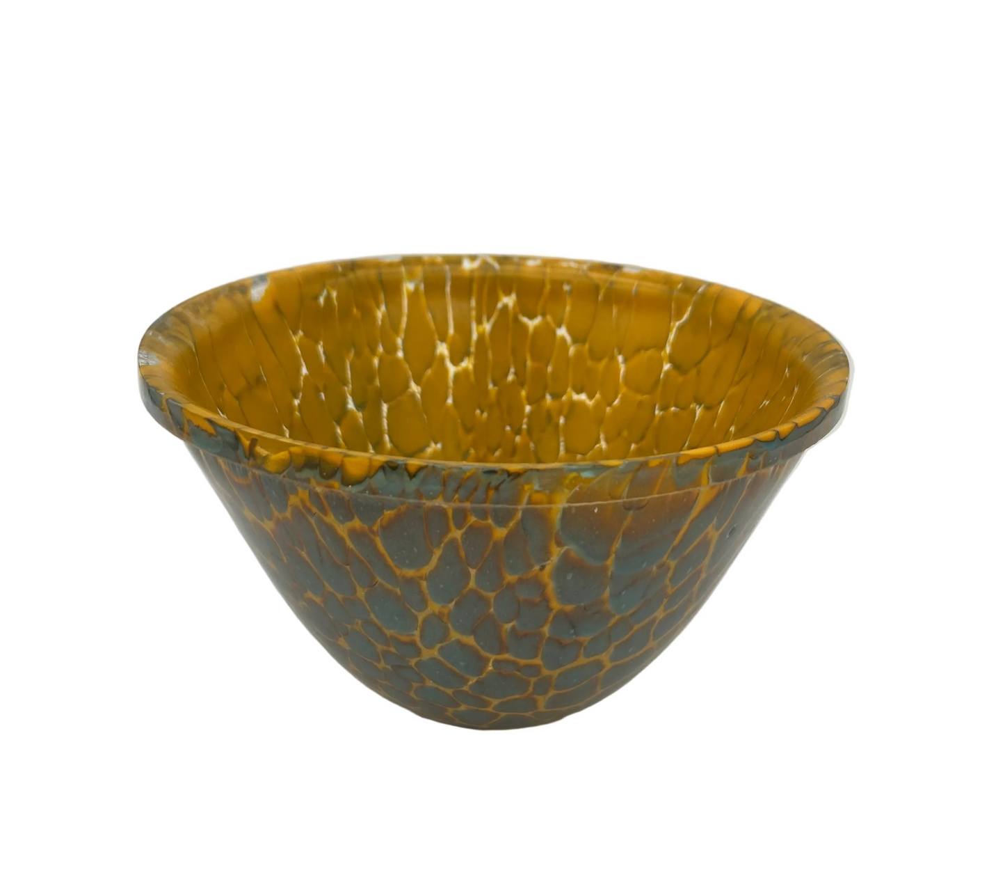 Yellow & Turquoise Crackle Drop Bowl