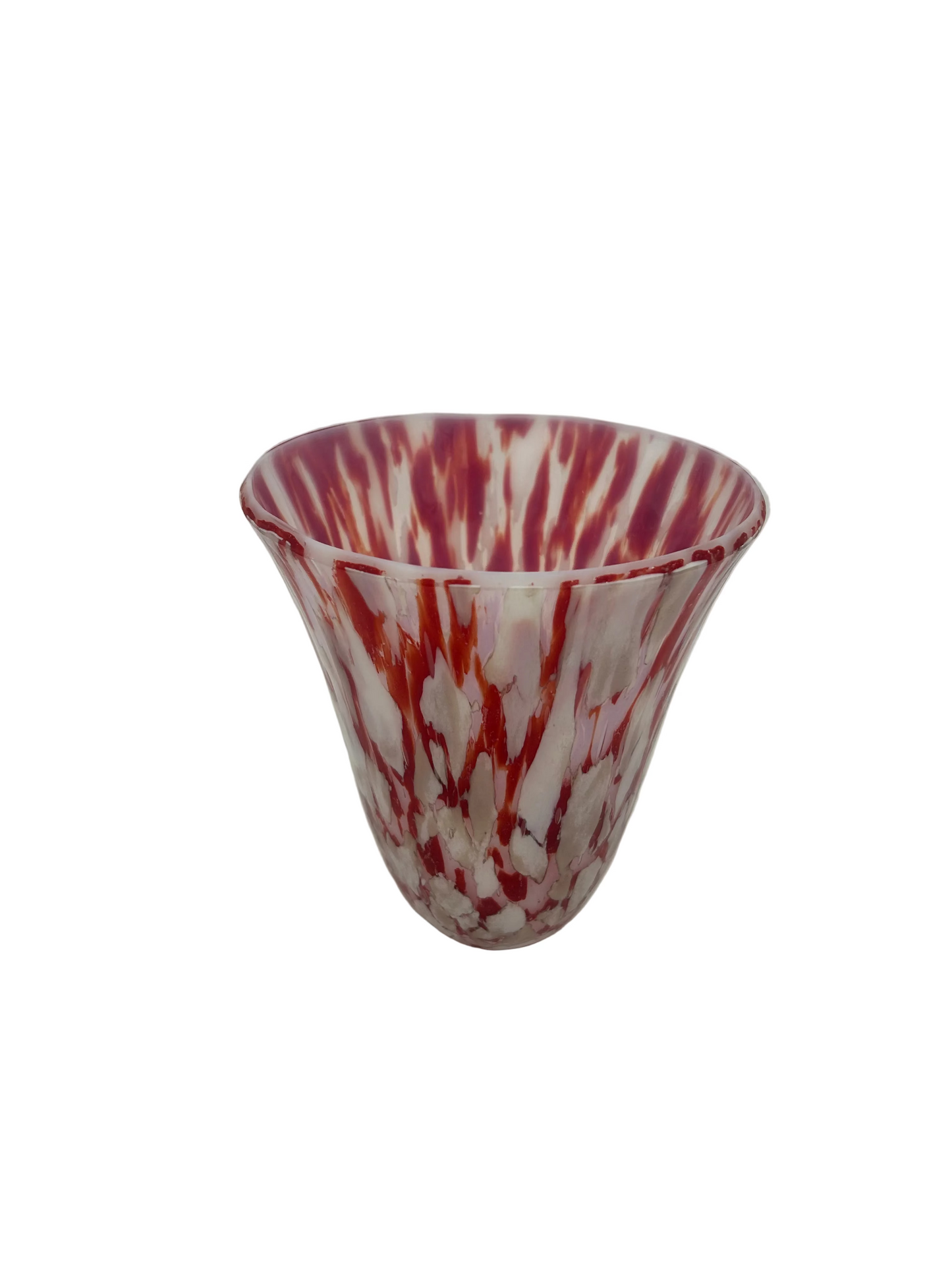 Red & White Crackle Drop Vase
