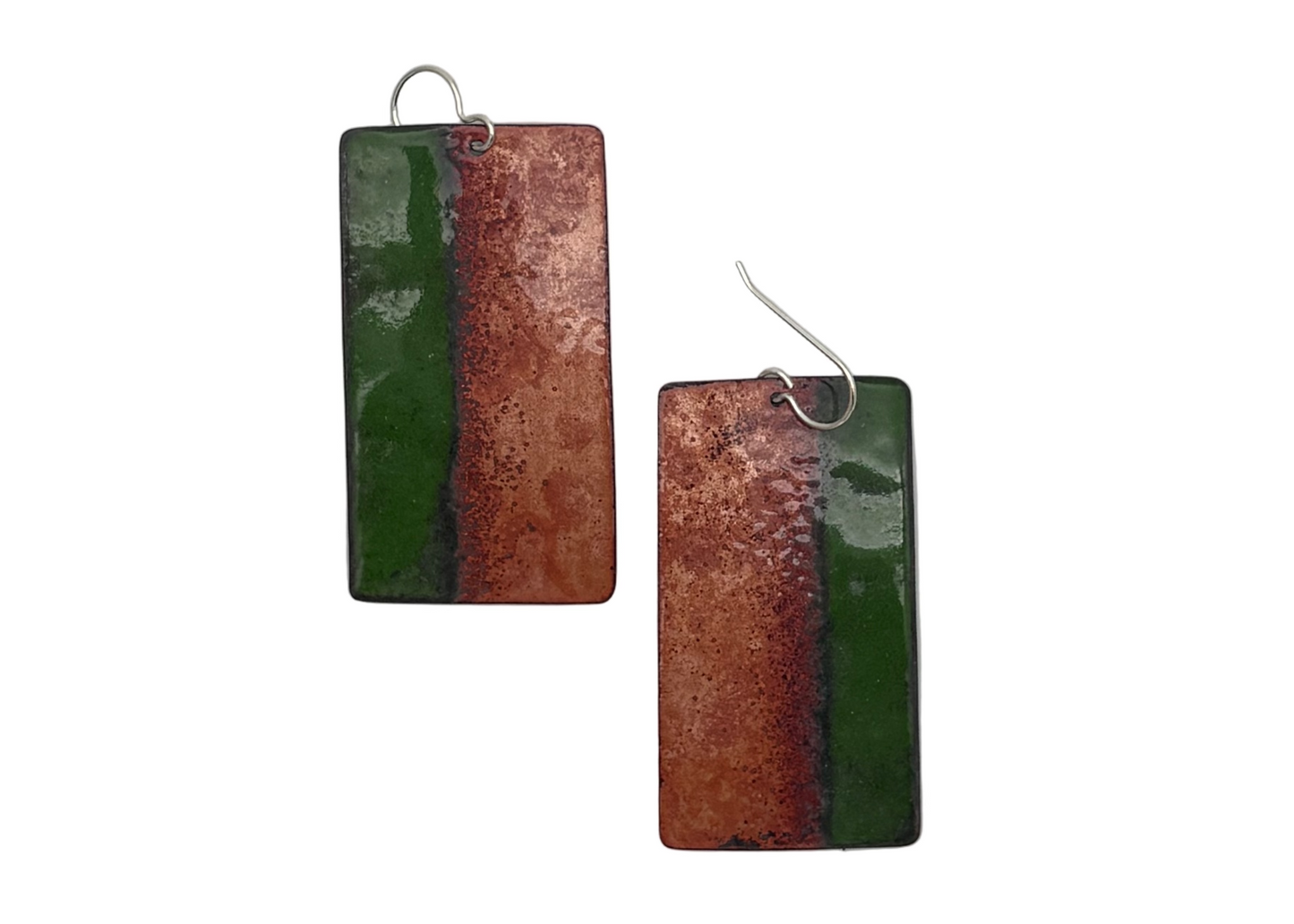 Rectangle Green & Clear Earrings