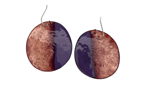 Large Oval Purple & Clear Earrings