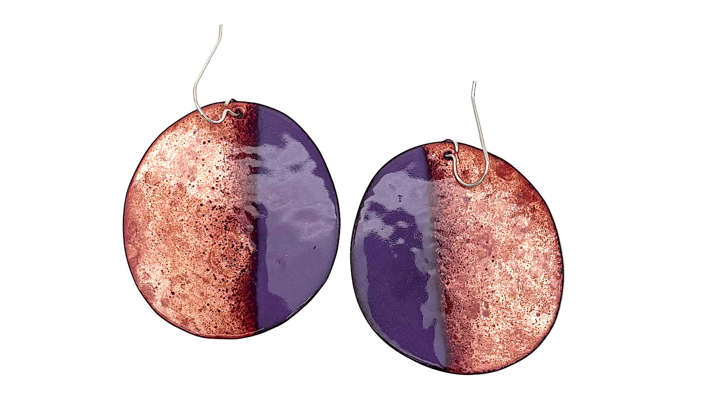 Large Oval Purple & Clear Earrings