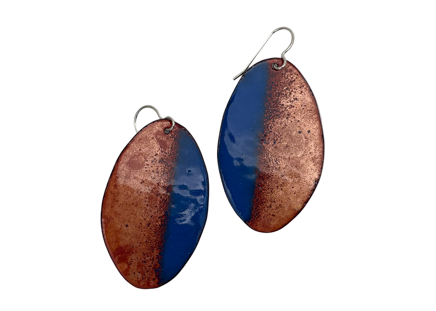 Small Oval Blue & Clear Earrings