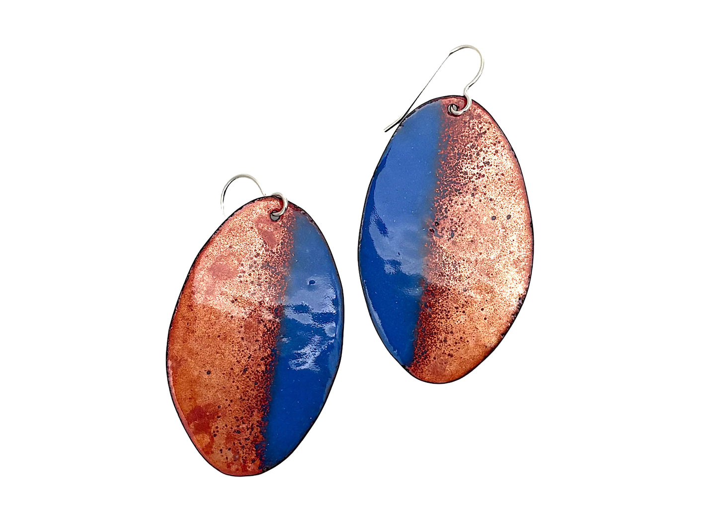 Small Oval Blue & Clear Earrings