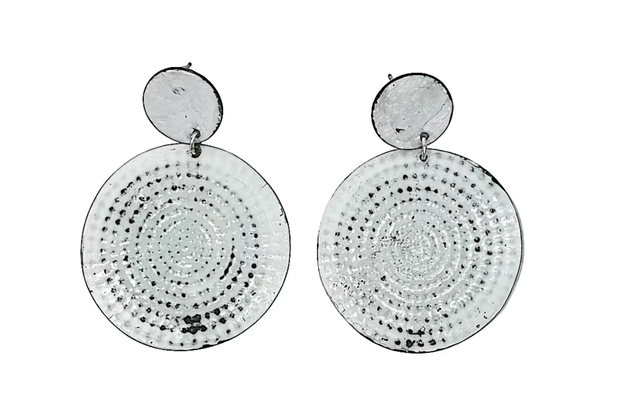White Circle Earrings