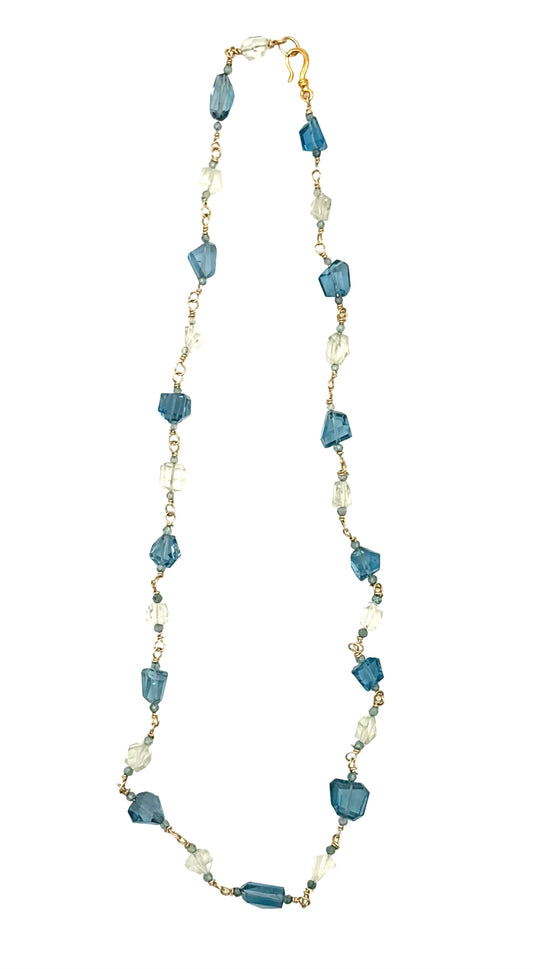 London Blue & Green Aquamarine Necklace