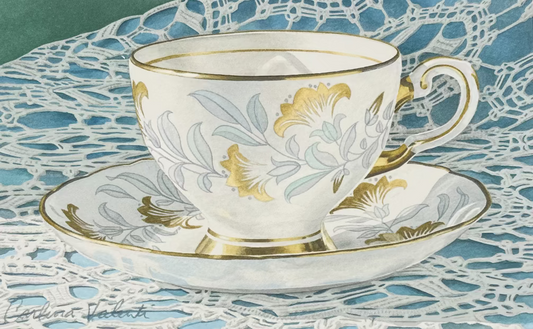 Teacup on Blue Lace