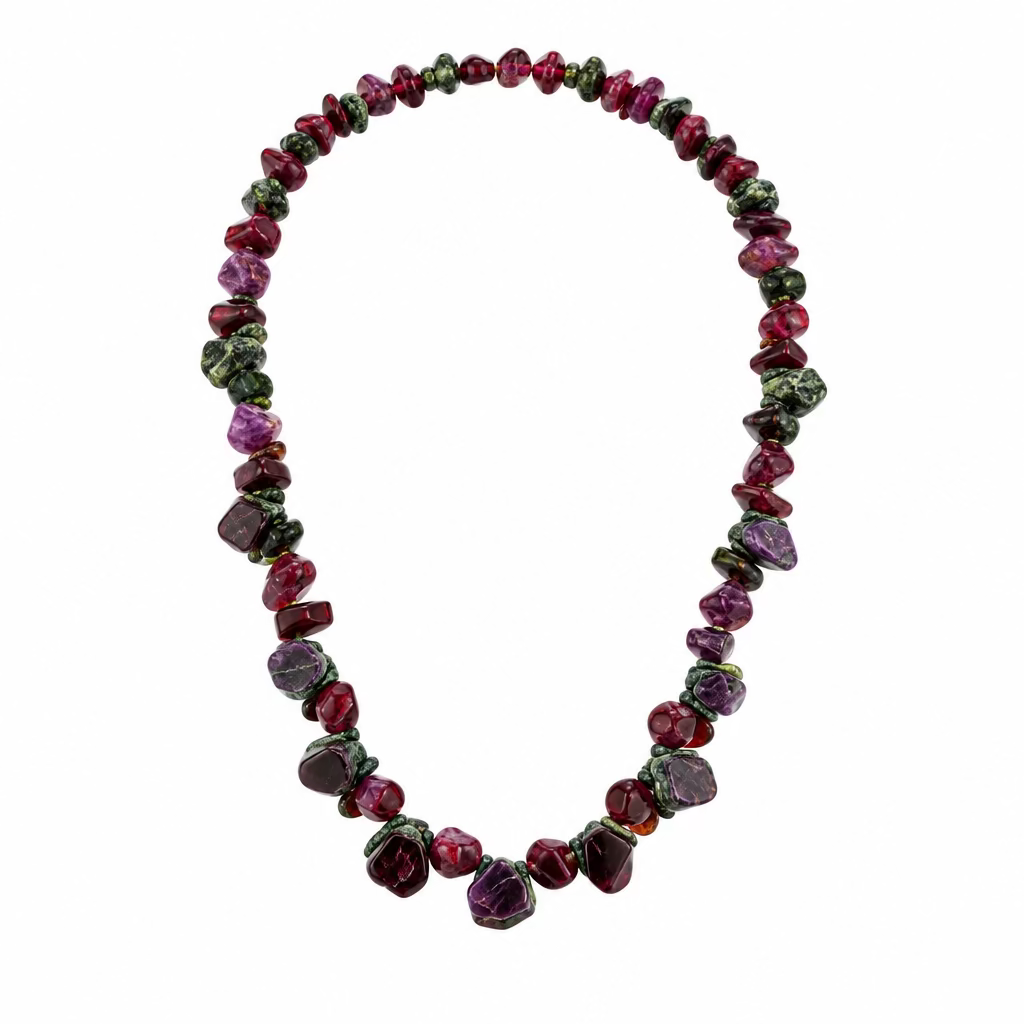 Tourmaline and Ruby Sterling Silver Necklace