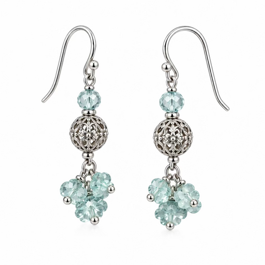 Aquamarine and Sterling Silver Earrings